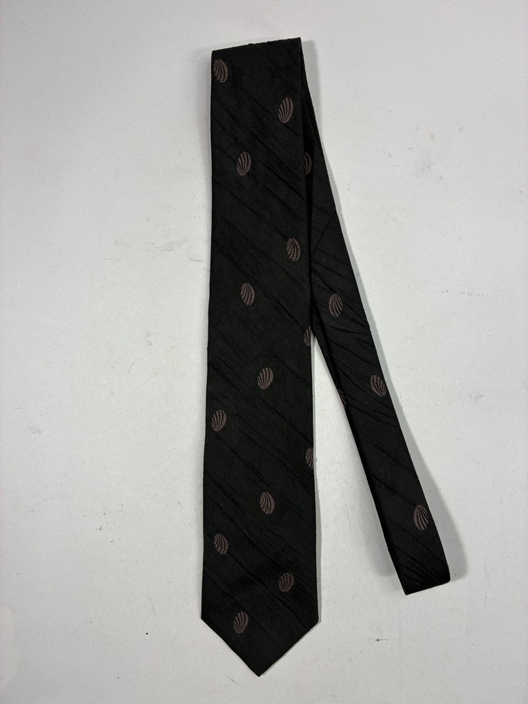 Classic Black Men's Tie With Subtle Brown Pattern